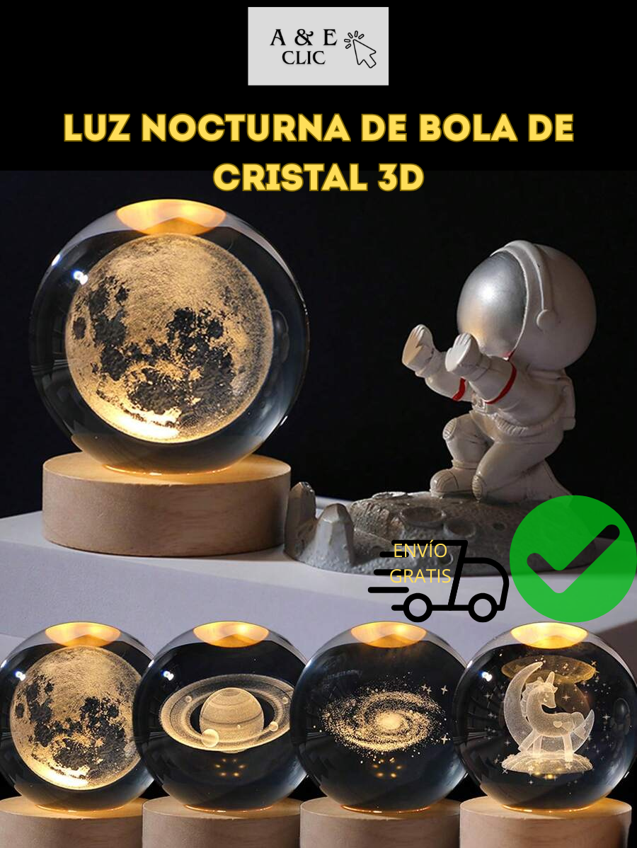 Lampara Led Esfera De Cristal