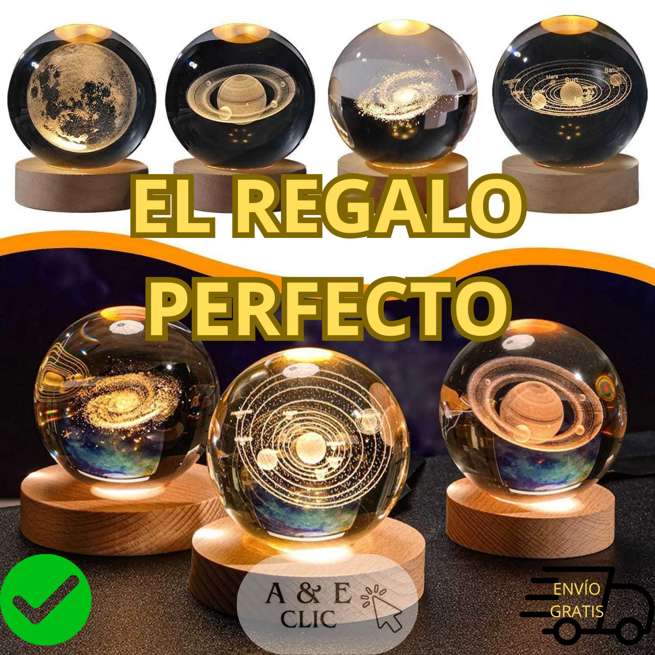 Lampara Led Esfera De Cristal